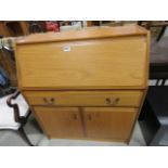 Teak bureau with drawer and cupboard under