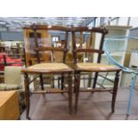 Pair of beech and wicker bedroom chairs