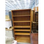 Teak open fronted bookcase