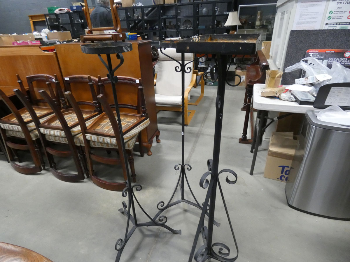 Three wrought iron tripod plant stands - Image 2 of 2