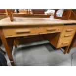 (12) Oak desk with drawers to the side