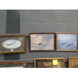 4 framed and glazed prints of RAF and American fighter planes