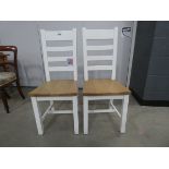 5043 2 x Suffolk White Painted Oak Ladderback Chair With Wooden Seat (12)