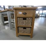 Rutland Oak 1 Drawer 2 Basket Cabinet (104)