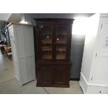 Glazed Victorian double door book case with cupboard base under