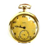 A 14ct yellow gold open face pocket watch by Mofra,