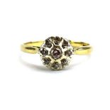 A 9ct yellow gold cluster ring set nine small diamonds in an illusion setting, ring size R 1/2, 2.