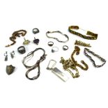 A mixed parcel of silver jewellery including an Italian necklace and matching bracelet,