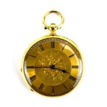 An 18ct yellow gold open face fob watch,