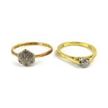 An 18ct yellow gold ring set brilliant cut diamond in an eight claw setting, maker LGH, London 1979,