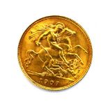 An Edwardian half sovereign dated 1907