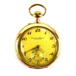 A 14ct yellow gold open face pocket watch by International Watch Co.