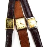 Thee gentlemen's manual wind wristwatches by Ernest Borel, Tissot and Avia,