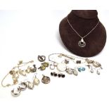 A mixed parcel of silver jewellery including rings, earrings, necklaces etc.