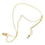 An 18ct yellow gold fine flat curblink necklace suspending an 18ct yellow gold pendant set