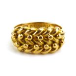 An Edwardian 18ct yellow gold keepers ring, maker WM, Birmingham 1905, ring size O, 7.