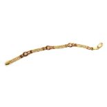 A part 9ct yellow gold double flatlink bracelet,