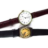 Two early/mid 20th century gentleman's silver cased wristwatches by Longines,