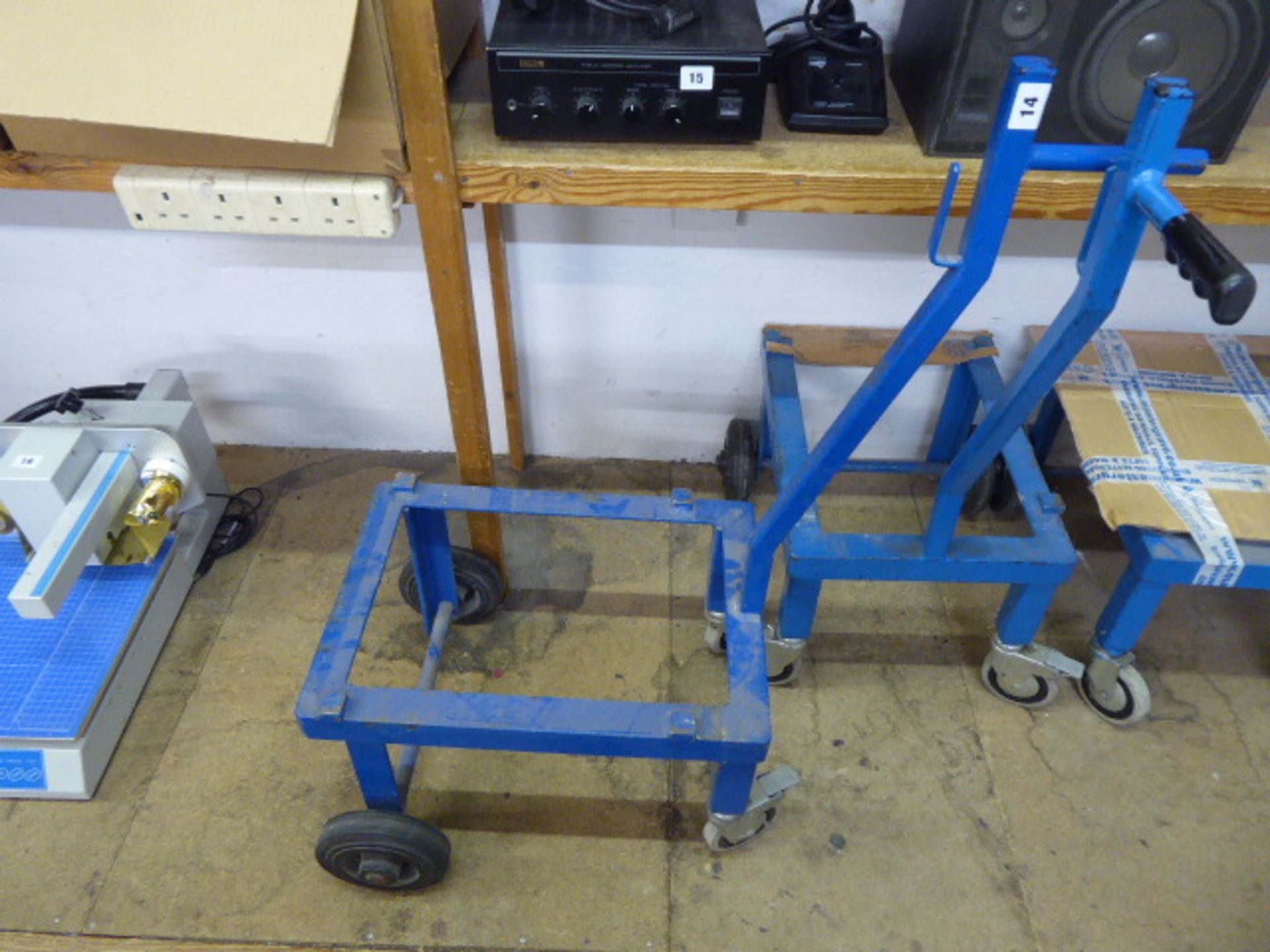 Three custom built steel trolleys on heavy duty castors - Image 2 of 2