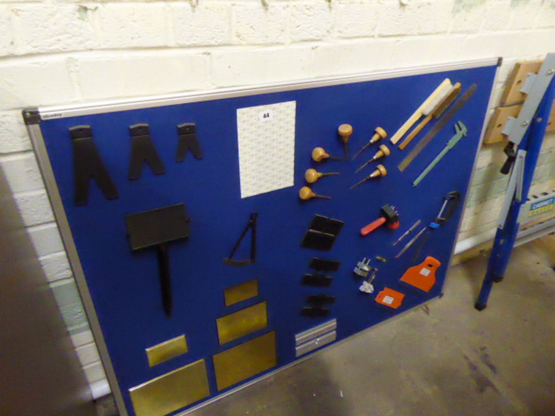 Pin board with sample tooling plus a folding workbench