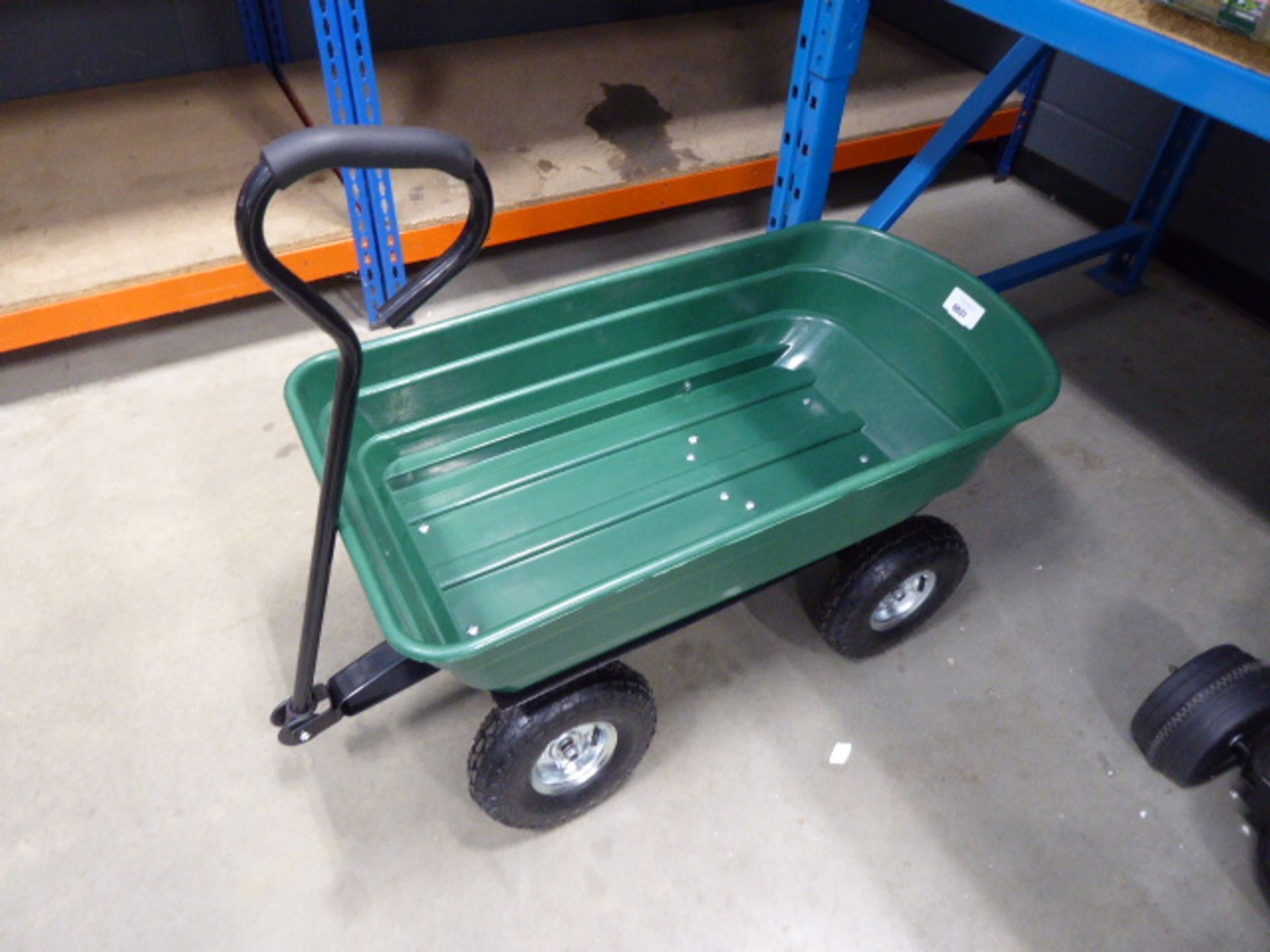 4 wheel green garden cart