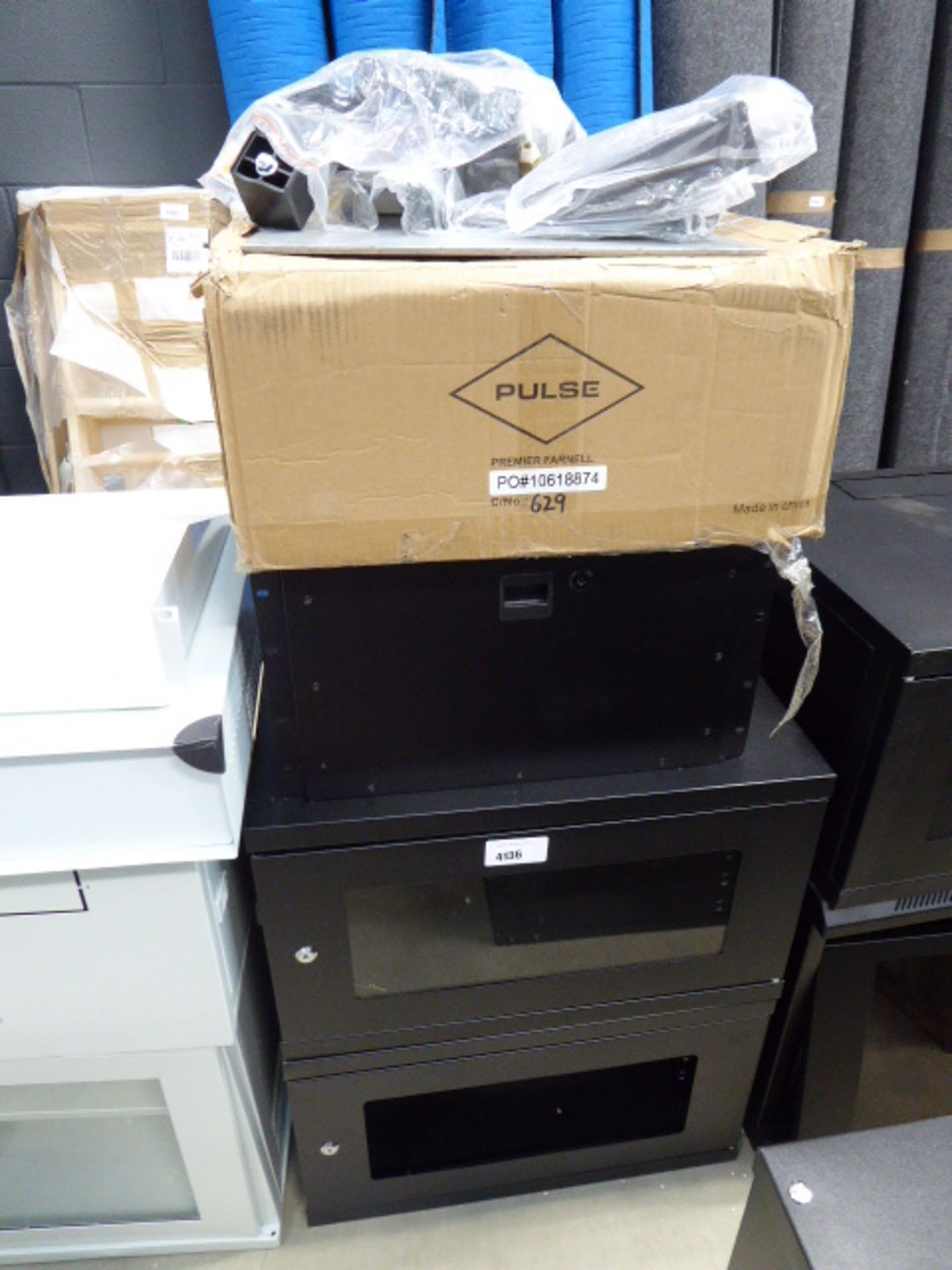 4139 - 2 small comms cabinets with a quantity of accessories