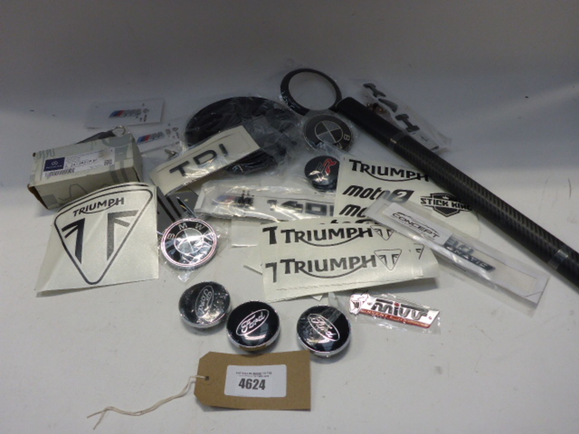 Bag of car badges and graphics inc, Triumph, BMW, Mercedes, Seat etc