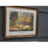 (20) A print of still life with fruit and butterfly by Edward Ladell (1821-1886)
