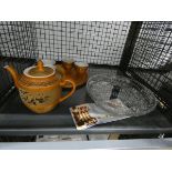 Cage of panda pattern tea service plus a millennial commemorative plate