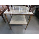 A faux marble 2 tier lamp table