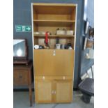 5161 - A late 1970's beech modular storage bookcase cabinet with chromed fittings, in the manner