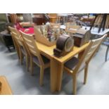 Oak dining table plus six chairs