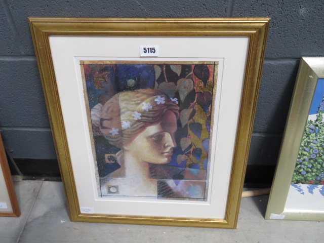 (9) Framed and glazed Regency Gallery print of a classical lady