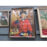 Print of a military officer drinking his tea