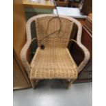 Wicker and bentcane armchair