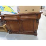 Victorian mahogany sideboard, two drawers and two doors under