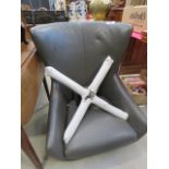 A grey leather effect swivel chair (AF)