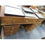 Pine twin pedestal desk