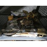 Cage of taxidermists antelope hooves, letter rack, ordnance survey maps, door knockers, golf