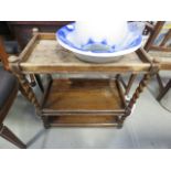 Oak barleytwist three tier tea trolley