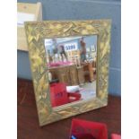(39) Rectangular table top mirror in decorative gilt frame
