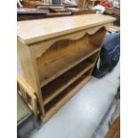 Pine open fronted bookcase