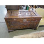 A carved camphor box
