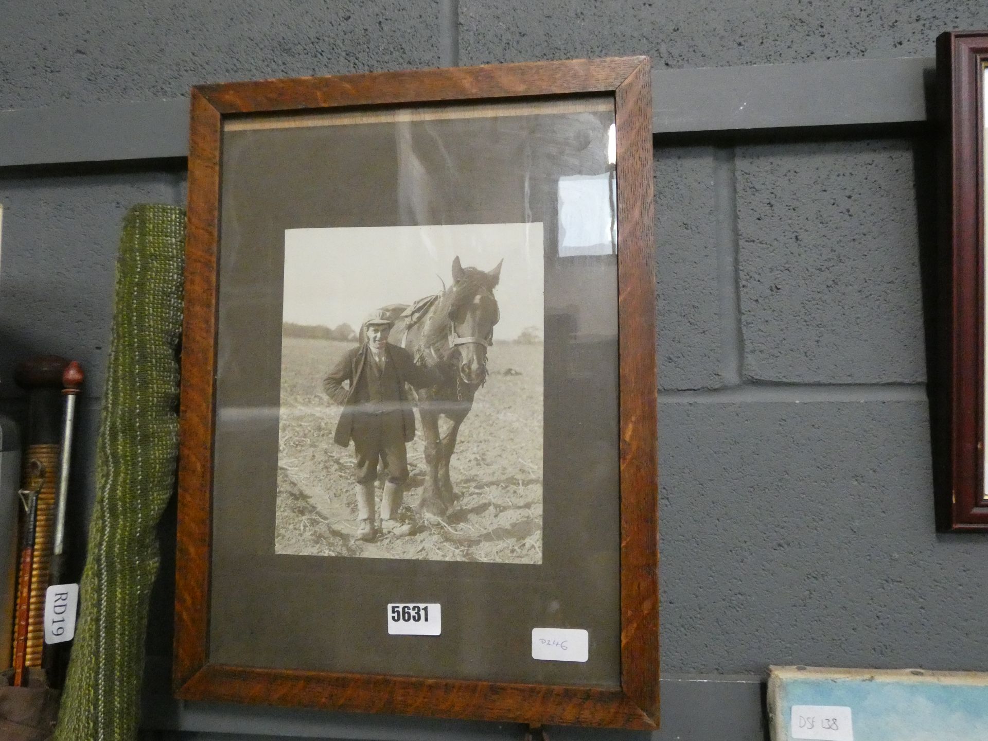 A photograph, cart horse and owner