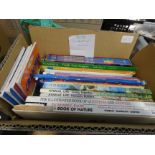 A box containing children's educational books