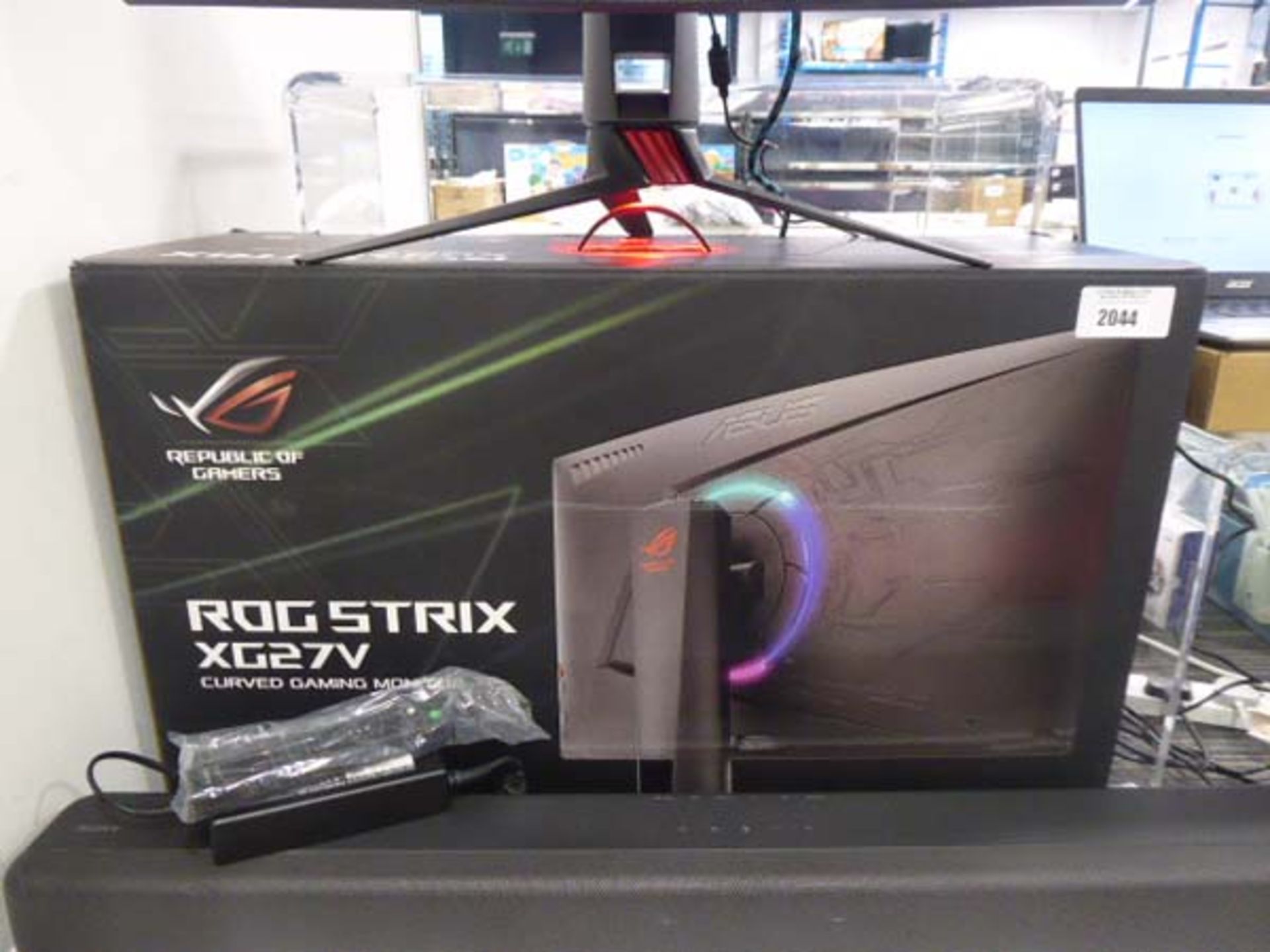 Asus R.O.G. Strix curved gaming monitor model XG27V with box and psu - Image 2 of 2