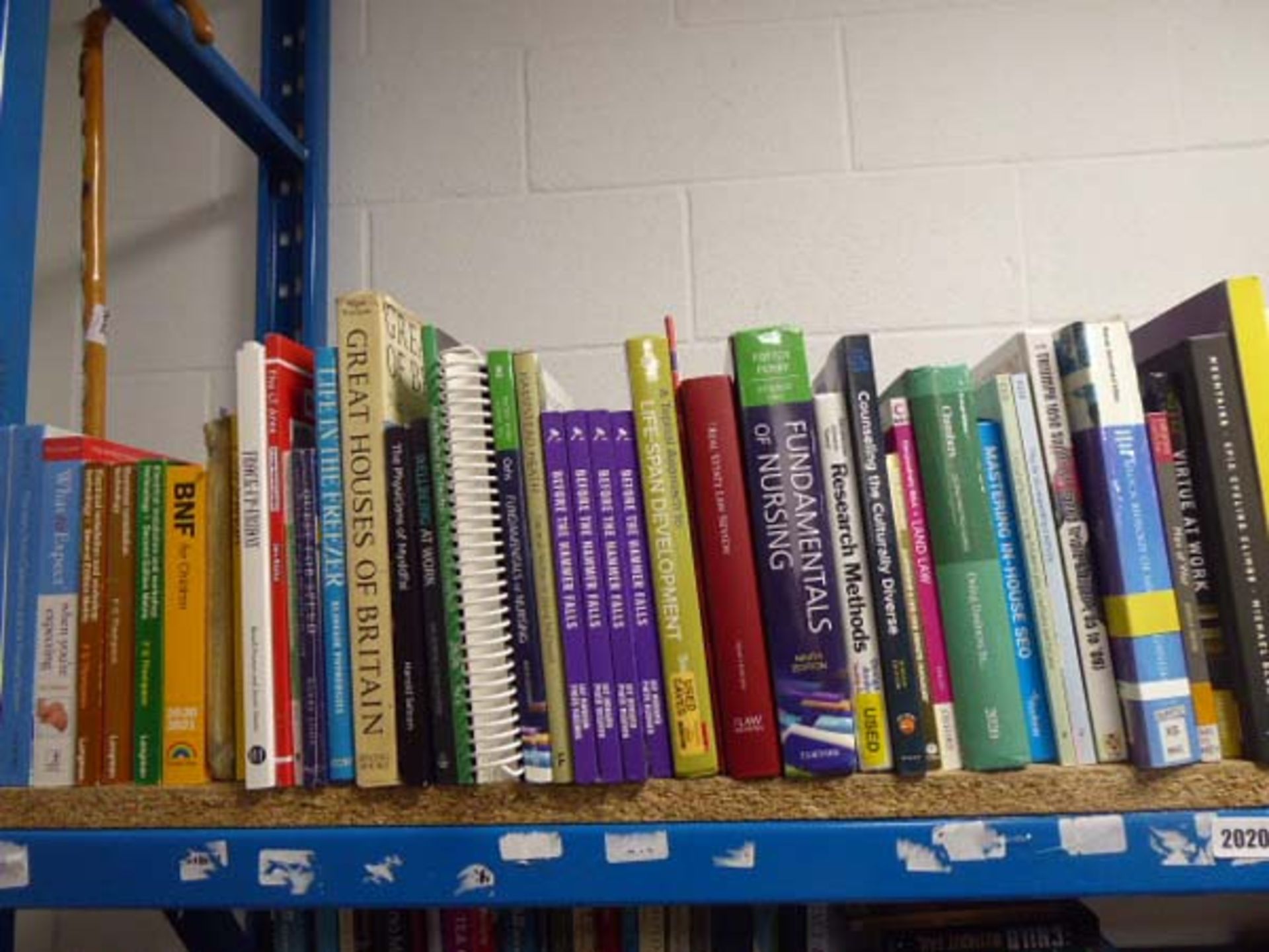 Shelf comprising of large selection of hardback/paperback reference materials and study books inc.