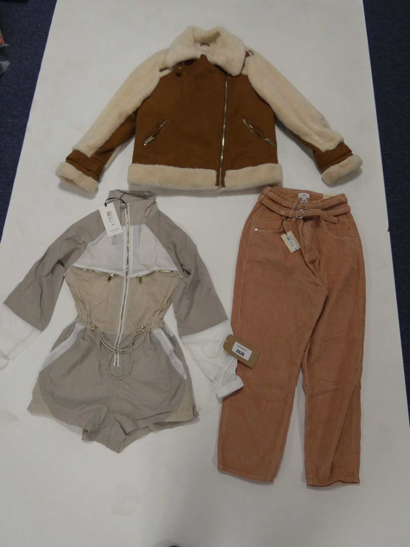 Selection of River Island clothing to include 2 jackets and trousers