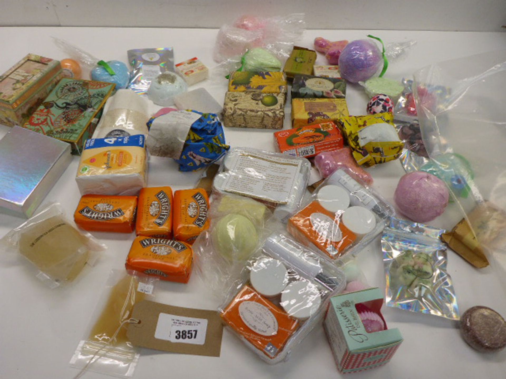 Selection of bars of soap and bath bombs