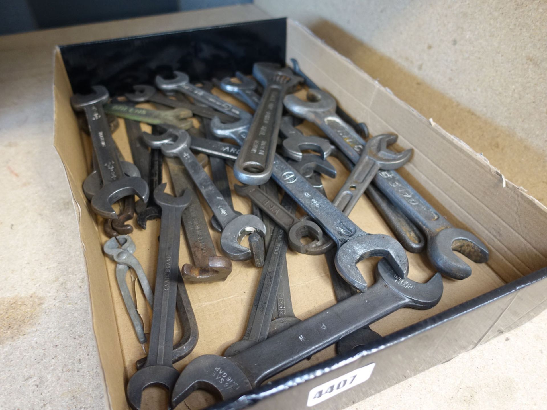 Box of assorted spanners